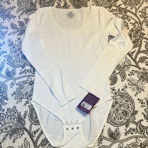 Yummie Aaliyah Rib Texture Cooling Bodysuit, White, Size Medium/Large, NWT